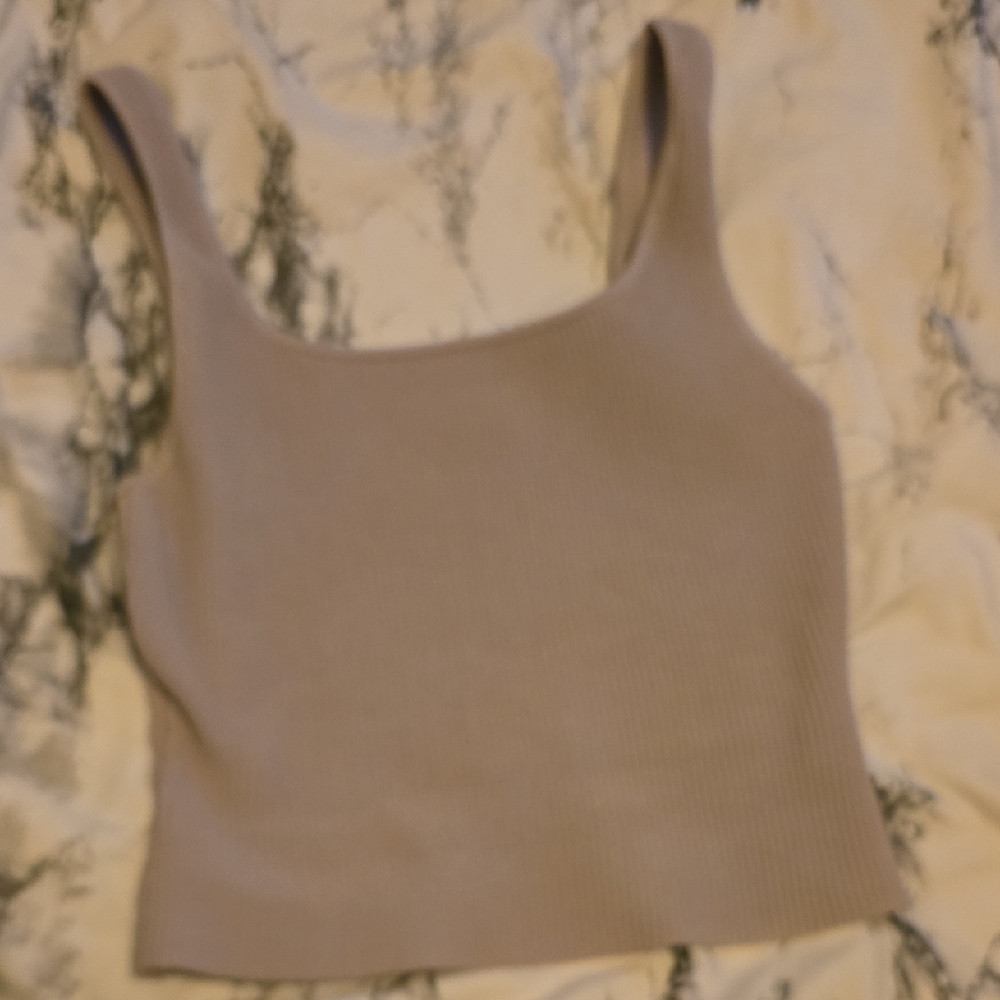 Babaton Taupe Ribbed Tank Top